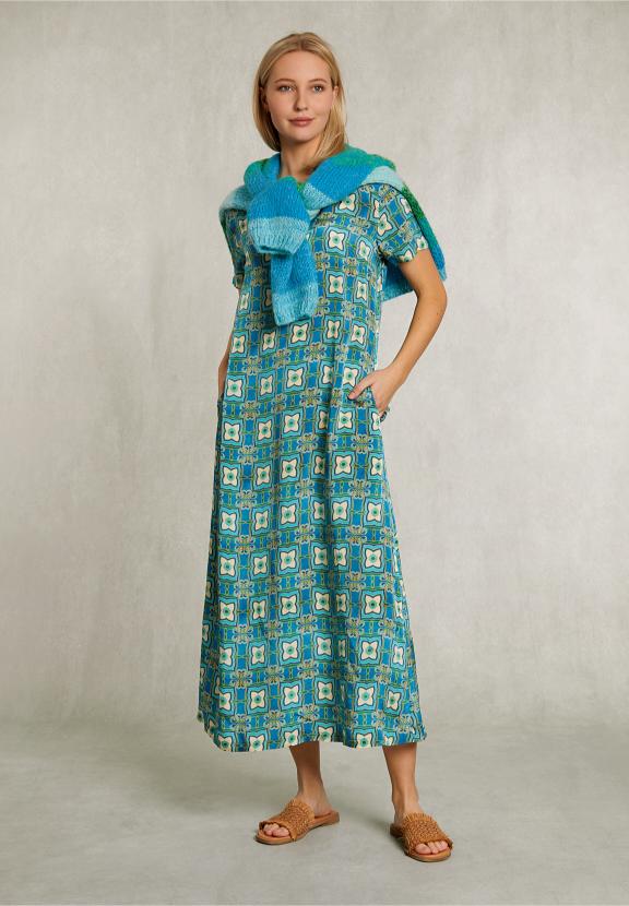 Multi Long Straight Fantasy Dress - Blauw