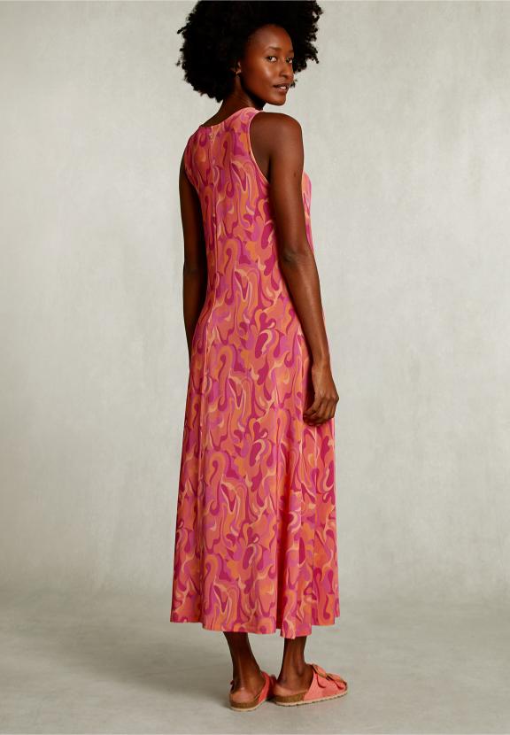 Multi Sleeveless Viscose V-Neck Dress - Roze