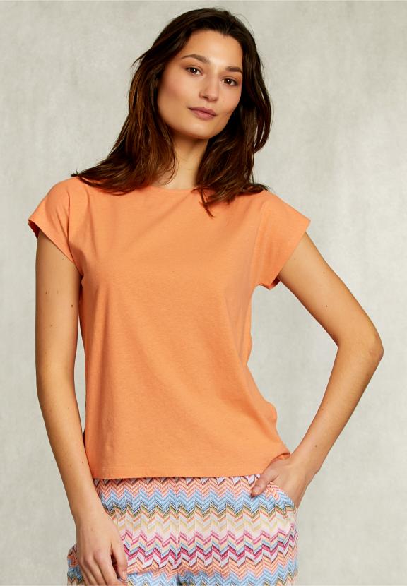 Orange Cotton Sleeveless T-Shirt - Oranje