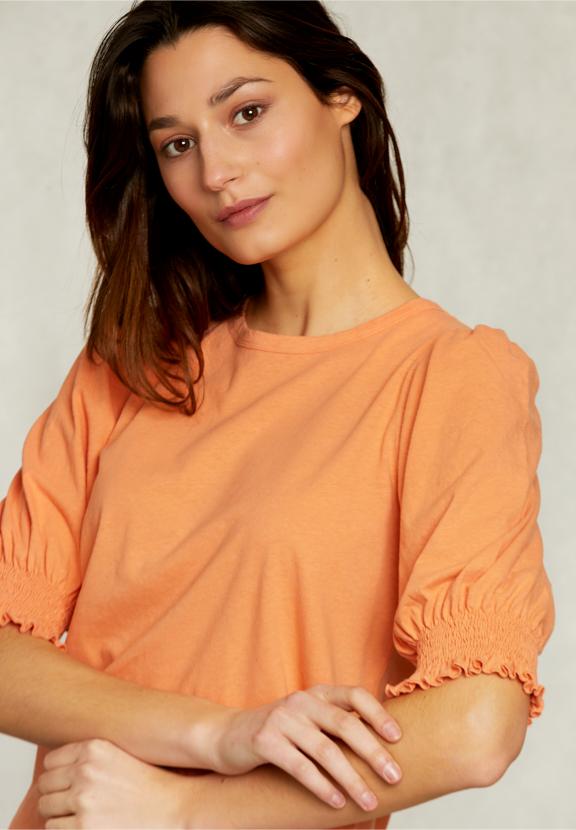 Orange T-Shirt 3/4 Sleeves With Smock - Oranje - W