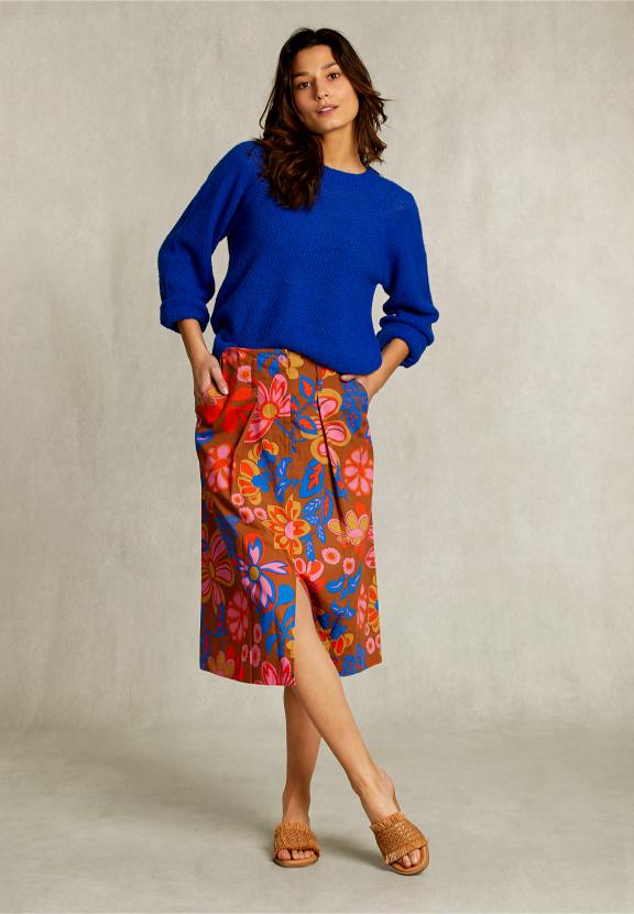 Multi Floral Midi Skirt - Multi