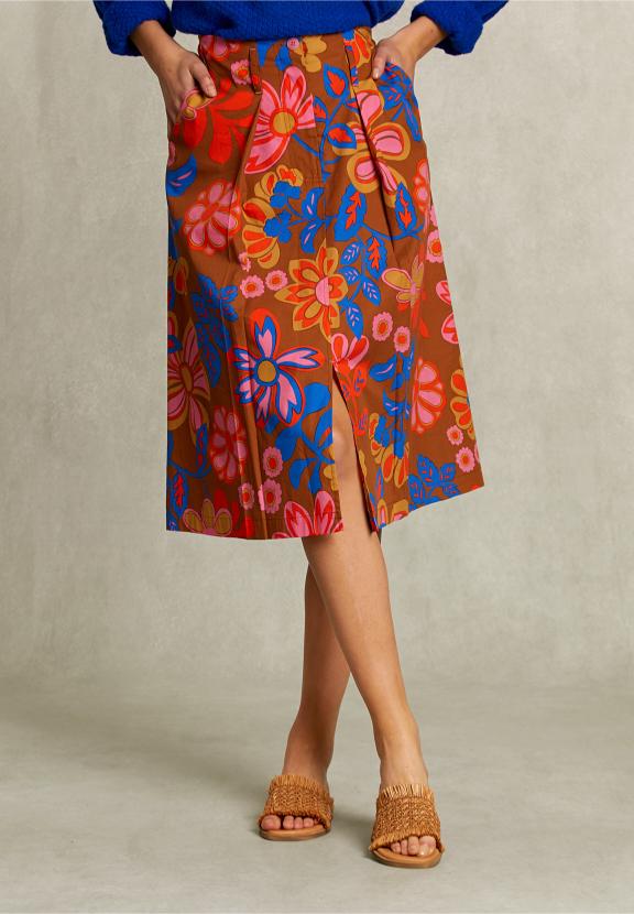 Multi Floral Midi Skirt - Multi