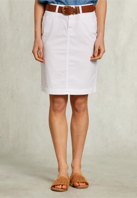 White Uni Midi Skirt - Wit