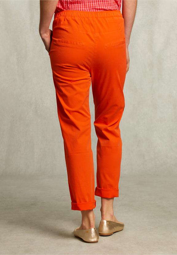 Orange Cotton Pants Elastic Waist - Oranje
