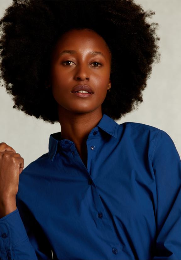 Blue Uni Centered Blouse - Bleu
