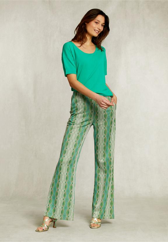Green Viscose Sweater Short Sleeves - Groen