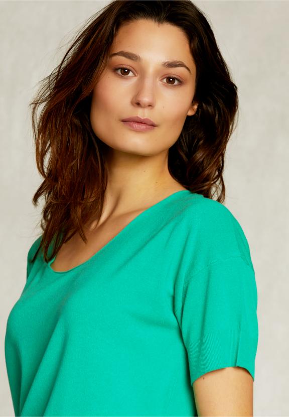 Green Viscose Sweater Short Sleeves - Groen