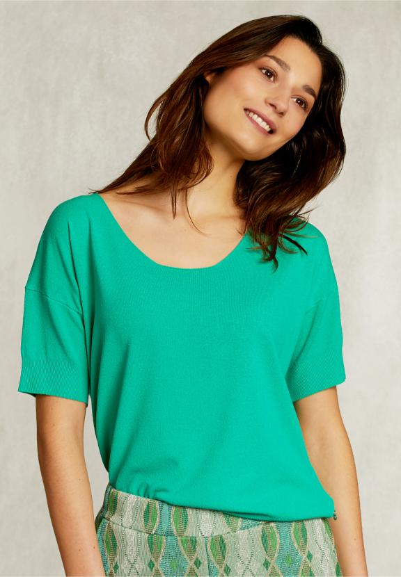 Green Viscose Sweater Short Sleeves - Groen