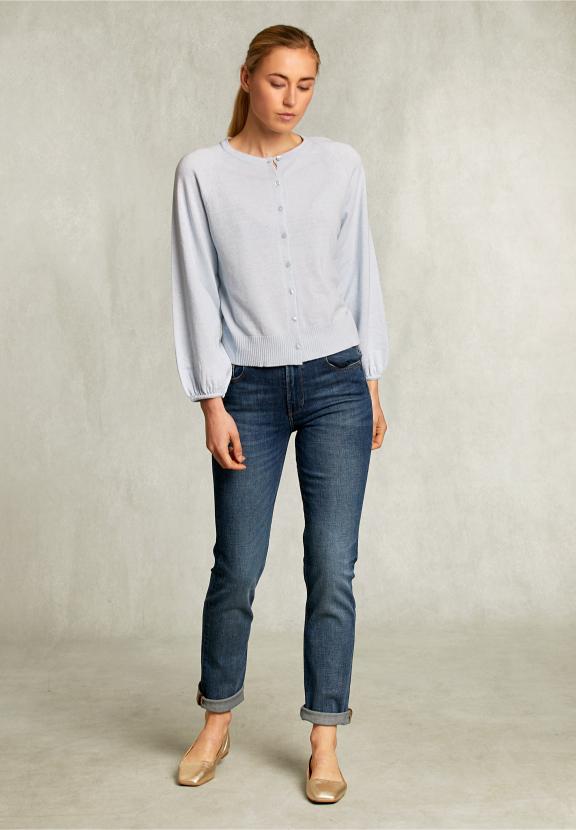 Light Blue Cardigan With Buttons - Blauw