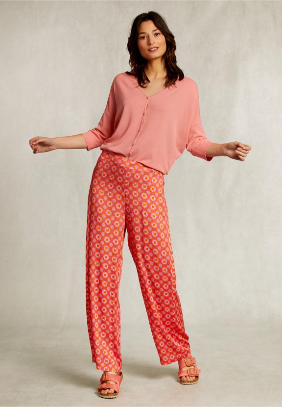 Pink V-Neck Cardigan 3/4 Sleeves - Roze