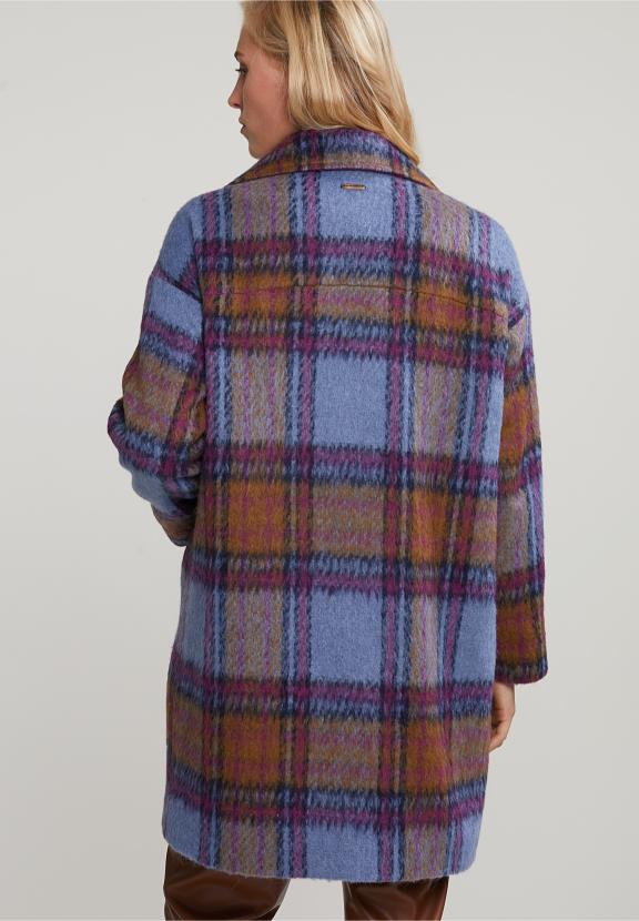 Multi Checked Coat - Blauw
