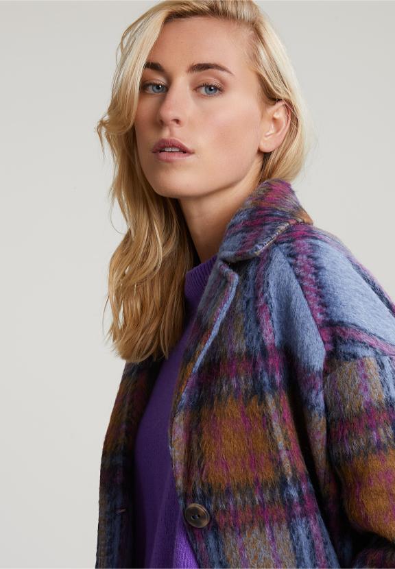 Multi Checked Coat - Blauw