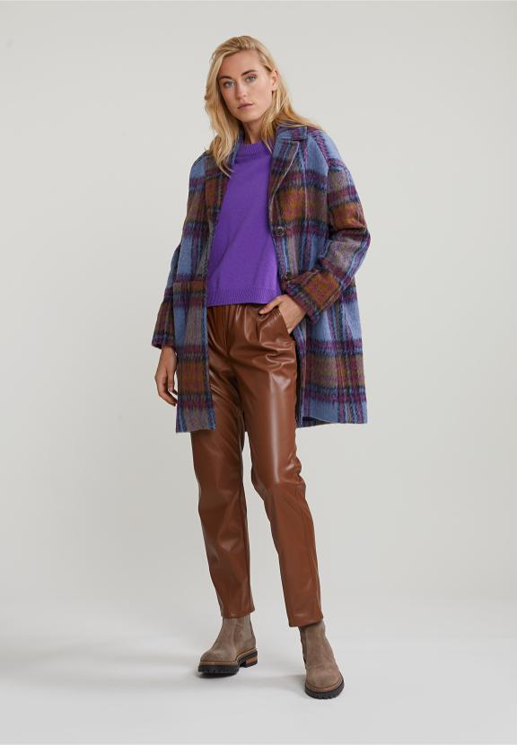 Multi Checked Coat - Blauw