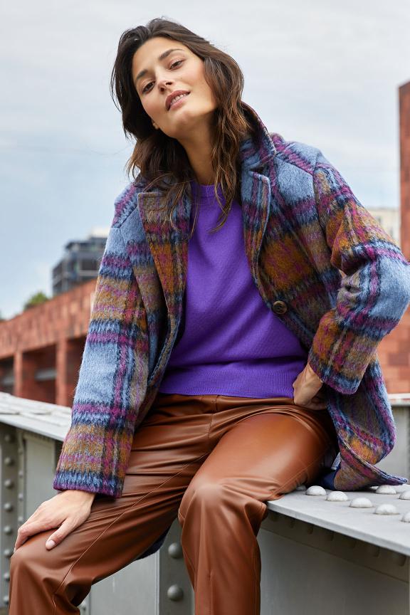 Multi Checked Coat - Blauw