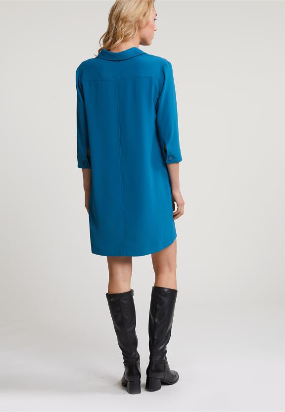 Blue Dress 3/4 Sleeves - Blauw