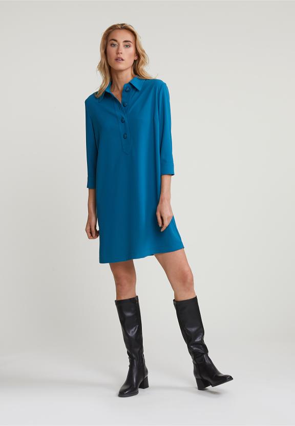 Blue Dress 3/4 Sleeves - Blauw