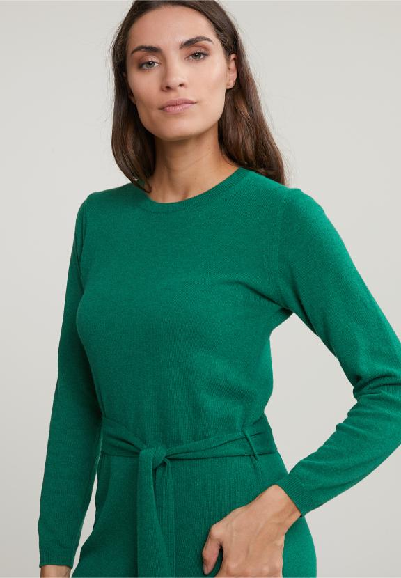 Green Long Belted Dress - Vert