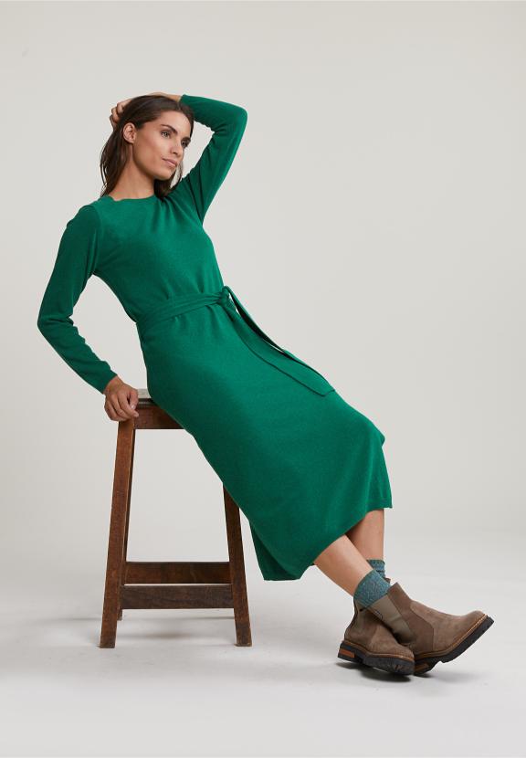 Green Long Belted Dress - Groen