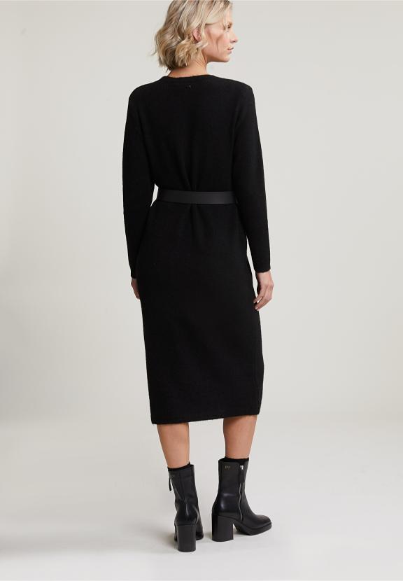Black Long Crew Neck Dress - Noir