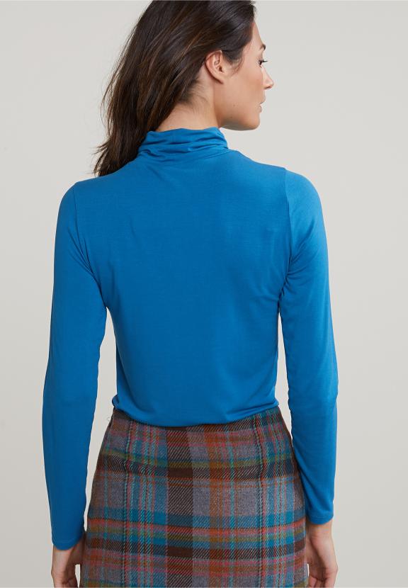 Petrol Basic Roll Neck T-Shirt - Blauw