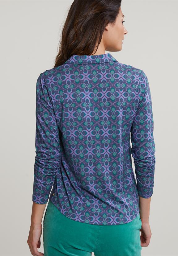 Purple/Green Fantasy V-Neck T-Shirt - Blauw