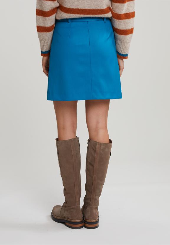 Turquoise Short Belted Skirt - Blauw