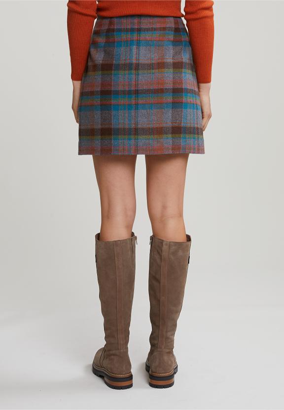 Multi Checked Short Buttoned Skirt - Meervoudig