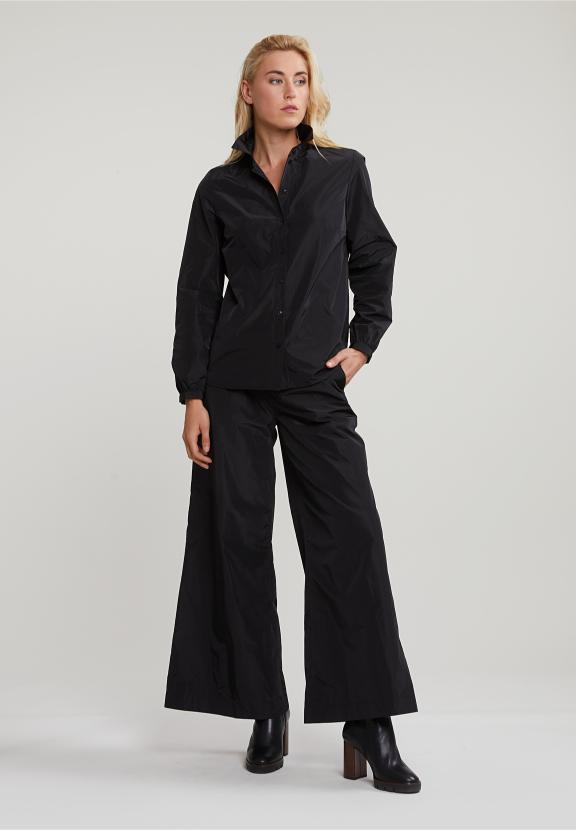 Black Taffeta Loose Pants - Zwart