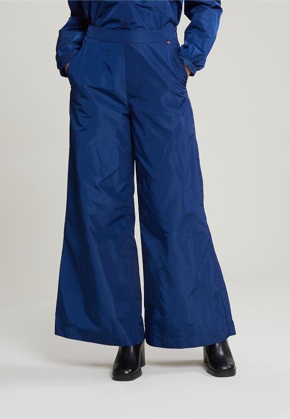 Blue Taffeta Loose Pants - Bleu