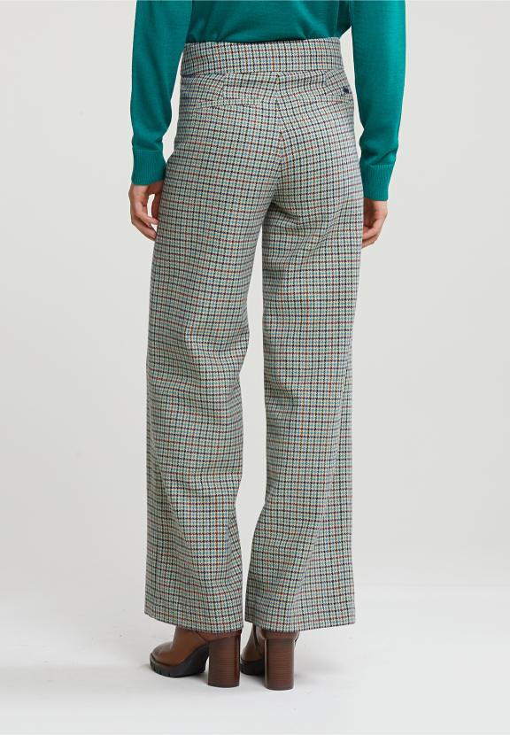 Multi Checked Wide Leg Pants - Meervoudig