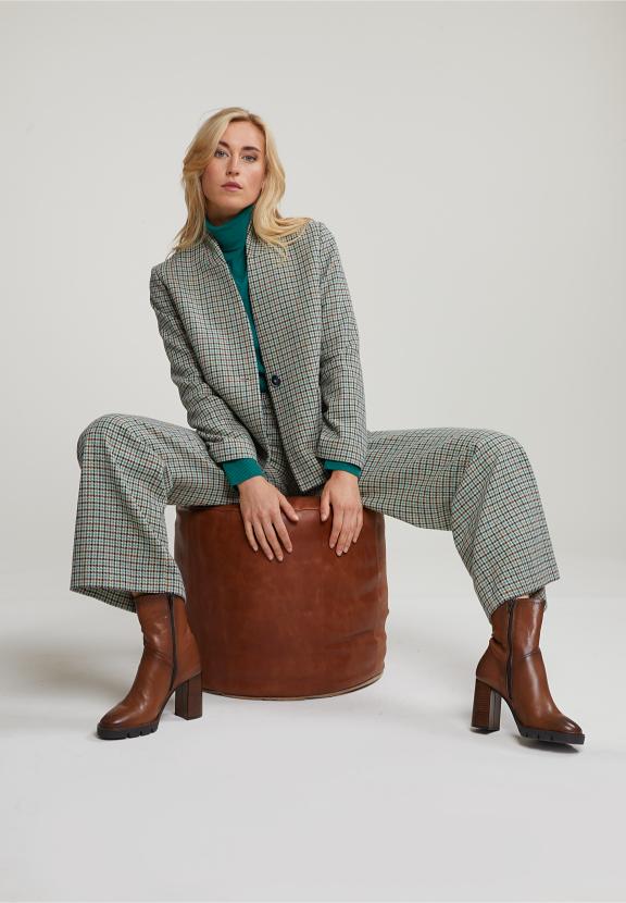 Multi Checked Wide Leg Pants - Meervoudig
