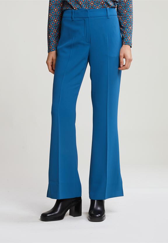 Petrol Classic Pants With Side Slit - Blauw