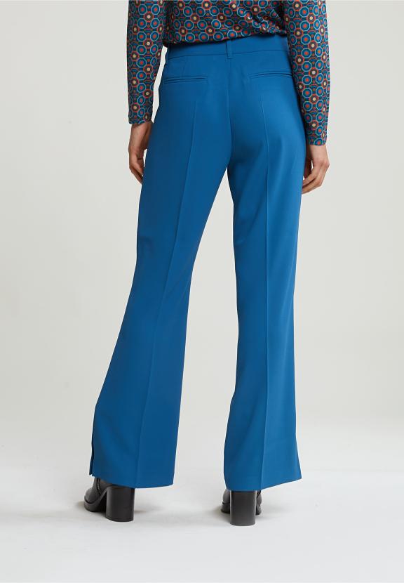 Petrol Classic Pants With Side Slit - Blauw