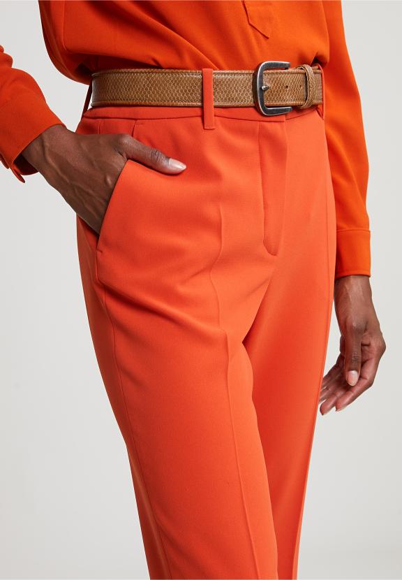 Orange Classic Pants With Side Slit - Orange