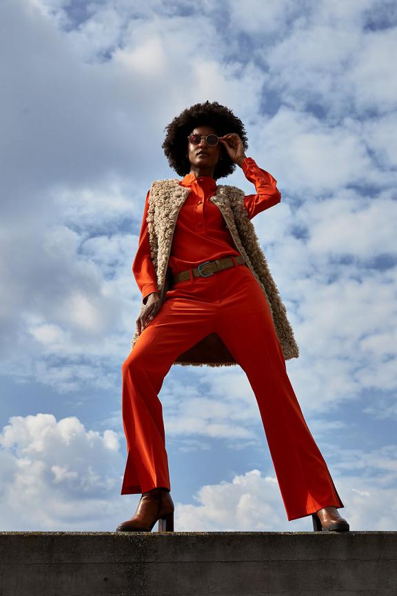 Orange Classic Pants With Side Slit - Oranje