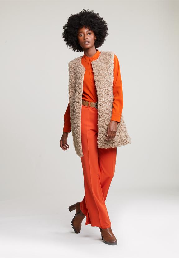 Orange Classic Pants With Side Slit - Oranje