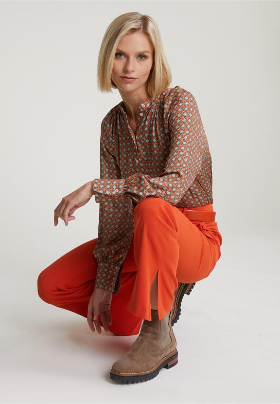 Orange/Green Fantasy Blouse With Buttons - Meervoudig