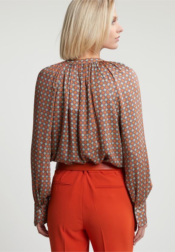 Orange/Green Fantasy Blouse With Buttons - Meervoudig