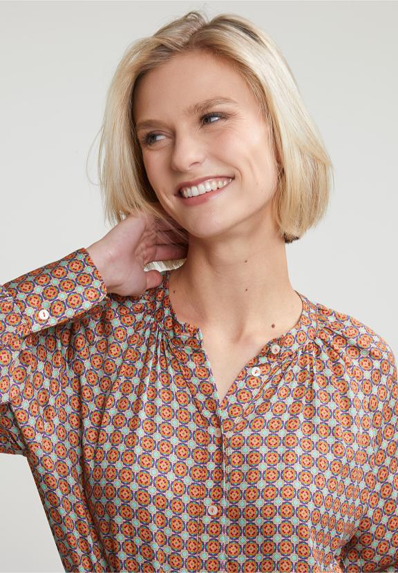 Orange/Green Fantasy Blouse With Buttons - Meervoudig