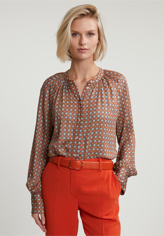Orange/Green Fantasy Blouse With Buttons - Meervoudig