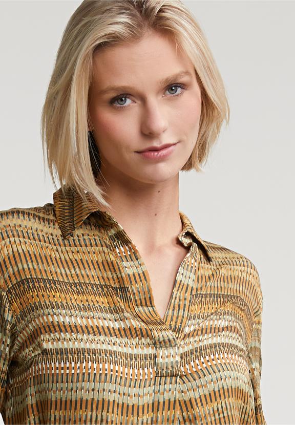 Brown/Green V-Neck Fantasy Blouse - Vert