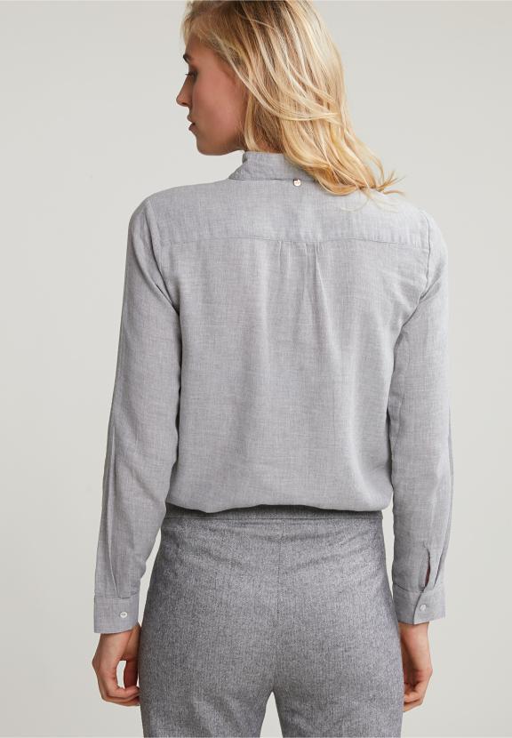 Grey Blouse Fancy Collar - Grijs