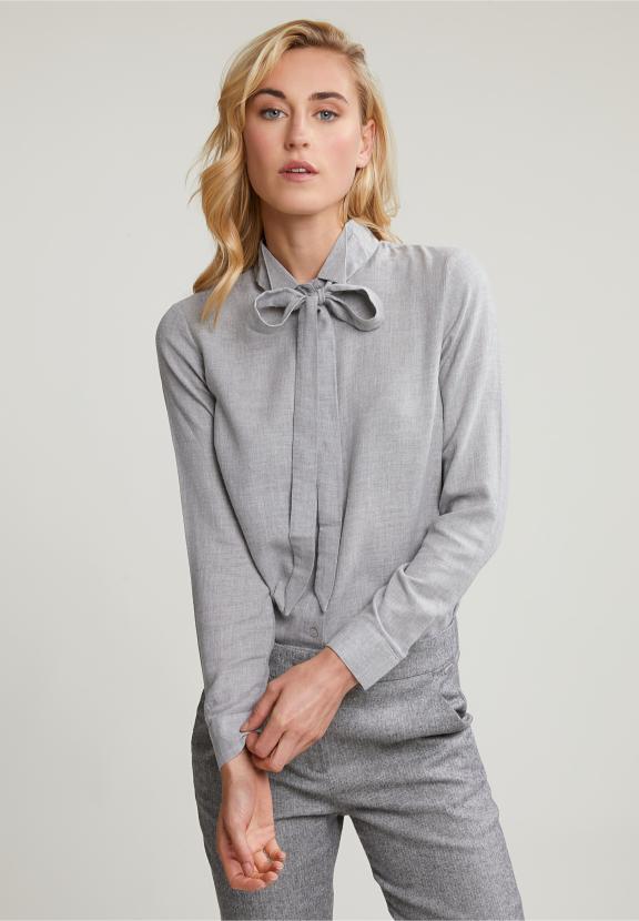 Grey Blouse Fancy Collar - Grijs