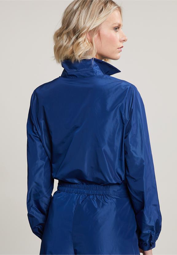 Blue Taffeta Blouse Long Sleeves - Blauw