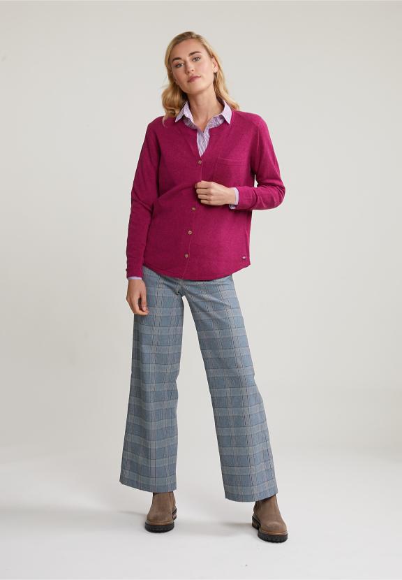 Purple/White Striped Blouse Balloon Sleeves - Paars