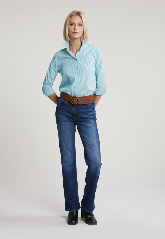 Green/White Striped Blouse Long Sleeves - Groen