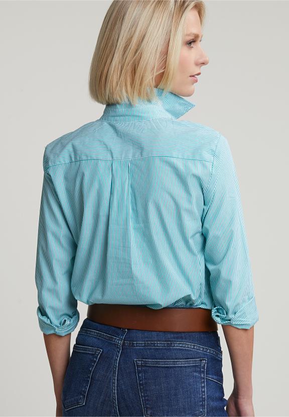 Green/White Striped Blouse Long Sleeves - Groen