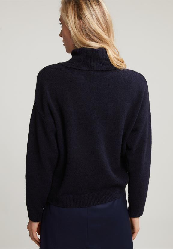 Navy Mock Neck Sweater Long Sleeves - Blauw