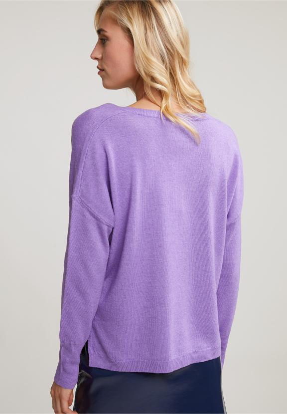 Purple Basic V-Neck Sweater Long Sleeves - Paars