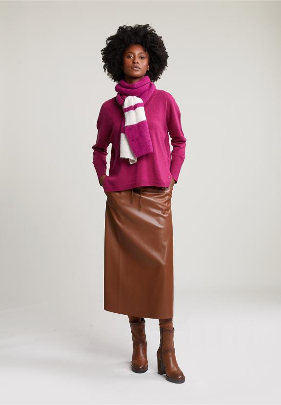 Magenta Basic V-Neck Sweater Long Sleeves - Paars